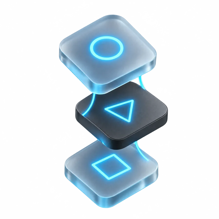 Stack of connected app tiles